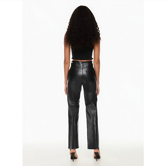 Aritzia Wilfred NWT The Melina Super High Rise Striaght Leg Leather Pants 10 - Picture 3 of 13